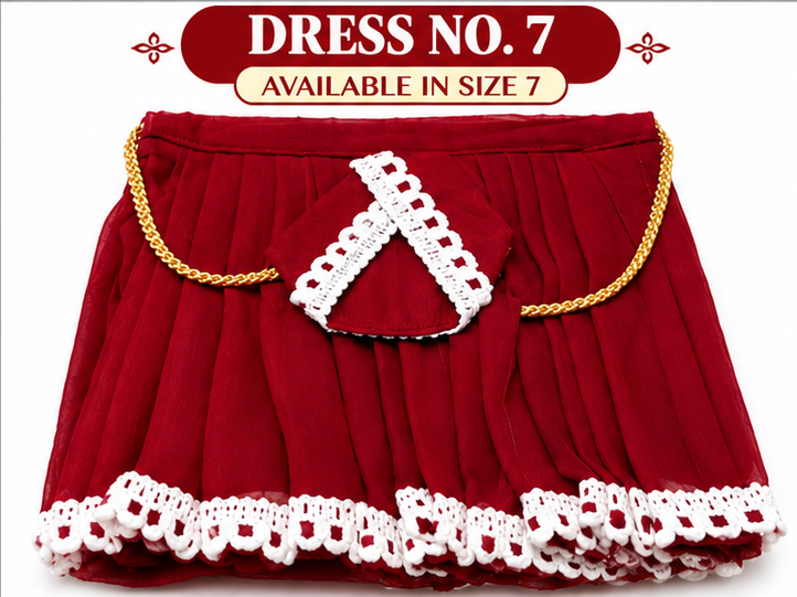 Maroon Pleated Traditional Dress for Kanha ji | Size 7