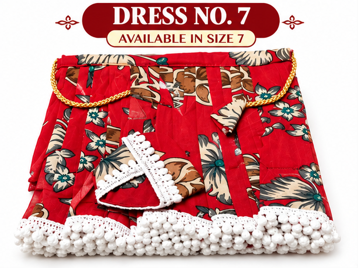 Red Floral Traditional Dress for Kanha ji | Size 7