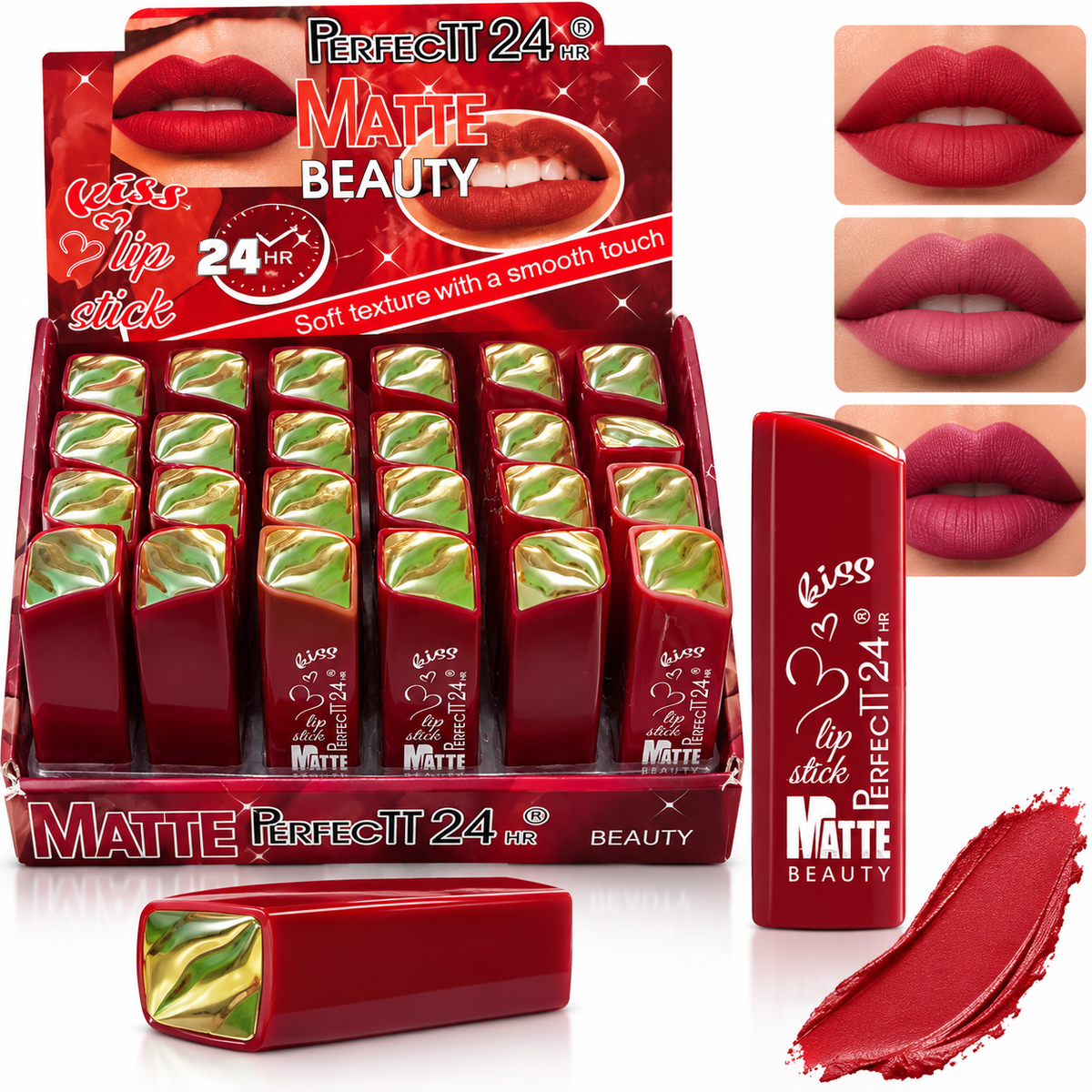 Perfectt 24 HR Matte Beauty Lipstick – Smooth Finish, Elegant Packaging (set of 1)