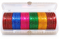 Multicolour Metal Bangles Set for Women – Traditional Stone-Studded Designer Chudi set of 4