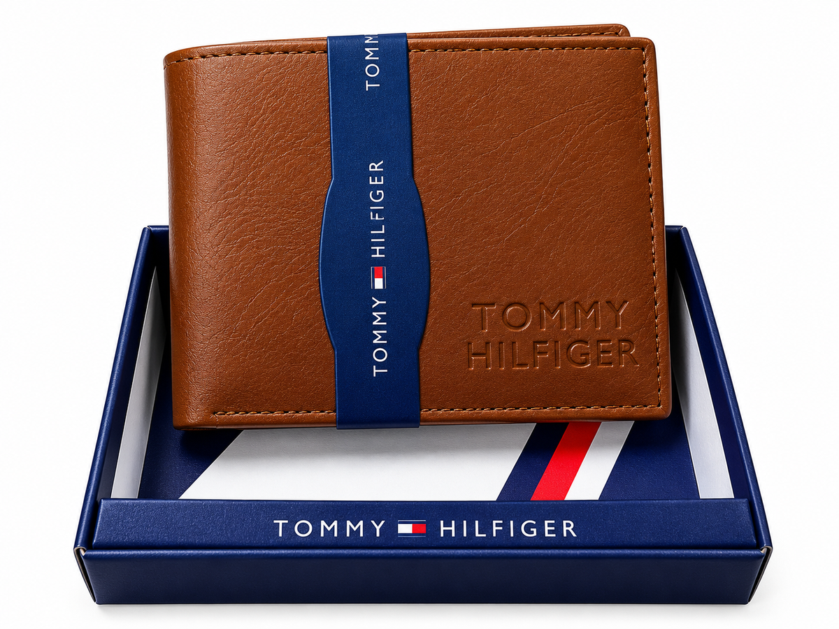 Tommy Hilfiger Premium Brown Bi-Fold Luxury Wallet for Men