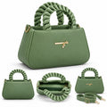 Sage Green Women’s Handbag with Braided Handles