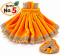 Laddu Gopal Dress No. 5 – Premium Orange Velvet Poshak with Golden Lace & Pearl Work
