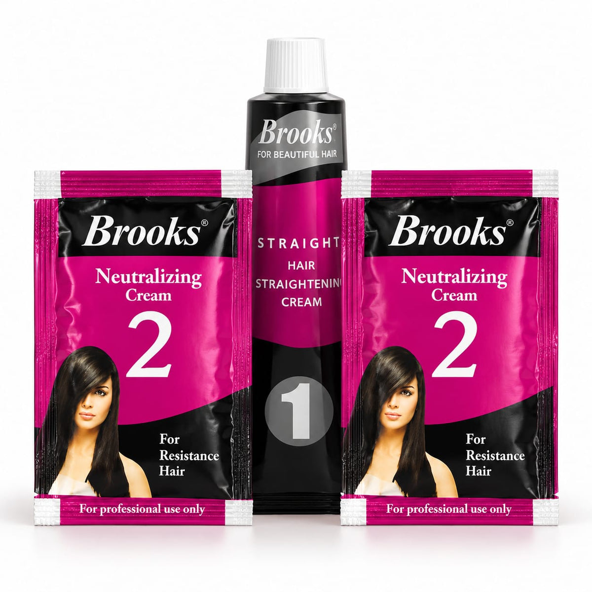 Brooks Hair Straightening Cream Kit – Neutralizing Cream No. 2 with Straightening Cream No. 1