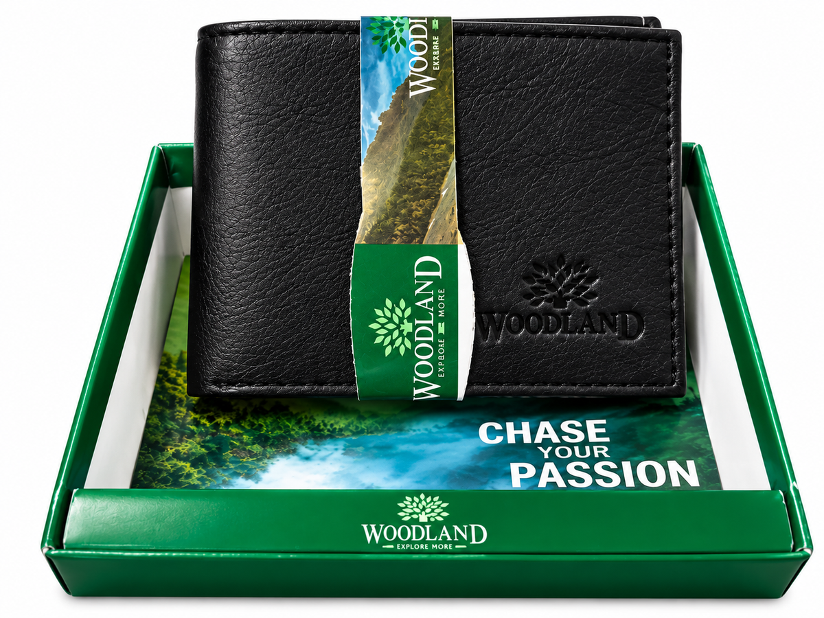 Woodland Premium Black Bi-Fold  Luxury Wallet for men